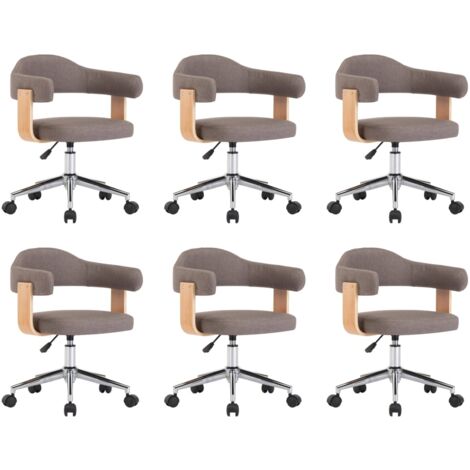 Chaises pivotantes à manger lot de 6 taupe bois courbé et tissu vidaXL (1/5)