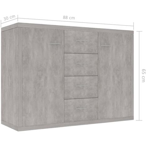 Buffet Gris béton 88x30x65 cm Bois d'ingénierie vidaXL