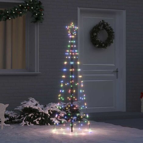 Arbre de Noël LED avec piquets au sol Multicolore 250 cm Fer vidaXL (1/5)