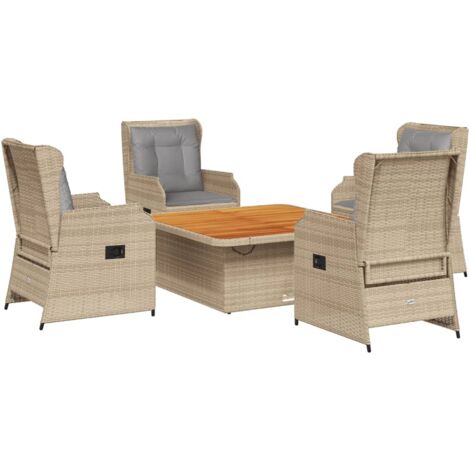 Salon de jardin avec coussins 5 pcs beige résine tressée vidaXL (1/5)