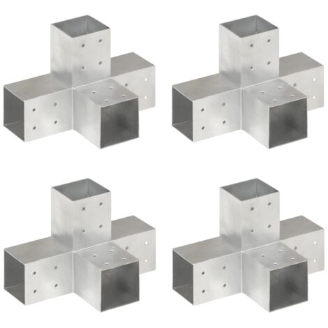 Connecteurs de poteau 4 pcs Forme en X Métal galvanisé 81x81 mm vidaXL