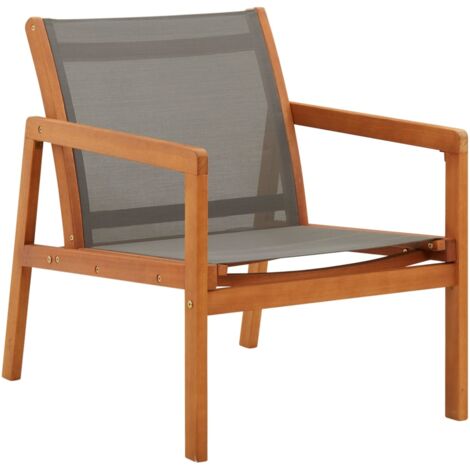 vidaXL Garden Lounge Chair Grey Solid Eucalyptus Wood and Textilene (1/8)