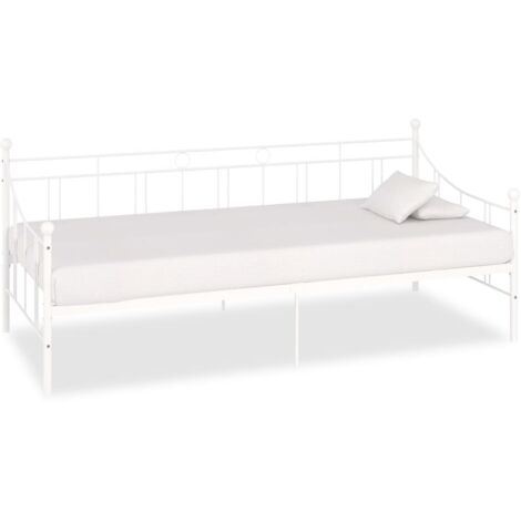Cadre de lit de jour sans matelas blanc métal 90x200 cm vidaXL (1/5)