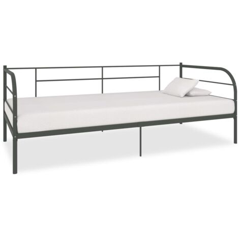 Vidaxl – Cadre de lit de repos gris métal 90x200 cm – Structure robuste en métal – Hauteur 27,5 cm – Assemblage requis pour usage quotidien (1/7)