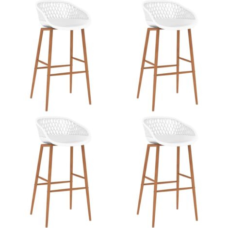 Vidaxl – Lot de 4 tabourets de bar blancs – Hauteur 95,5 cm – Siège ergonomique en PP et métal – Charge max 110 kg