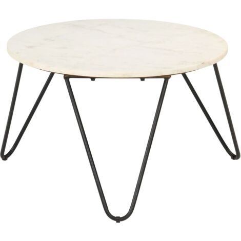 Table basse Blanc 65x65x42 cm Pierre véritable texture marbre vidaXL (1/5)