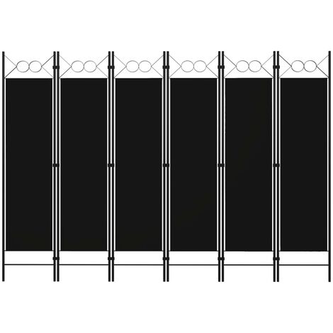 Vidaxl – Cloison de séparation 6 panneaux noir 240x180 cm – Tissu 100 % polyester – Cadre en fer enduit de poudre – Design élégant (1/6)