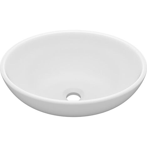 vidaXL Lavabo ovale de luxe Blanc mat 40x33 cm Céramique - Blanc