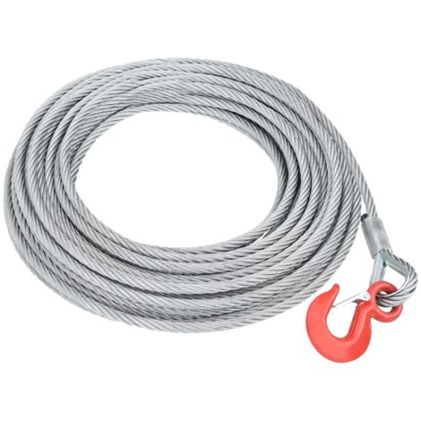 Vidaxl – Câble métallique 20 m – Charge maximale 1600 kg – Acier galvanisé avec crochet de sécurité – Pour levage et chaînes