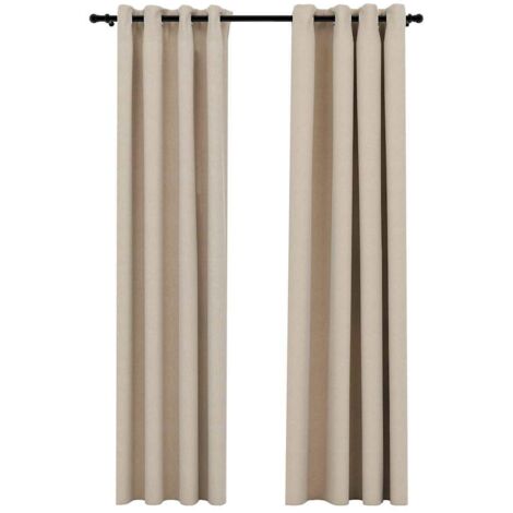 Vidaxl – Rideaux occultants aspect lin beige 2 pièces 140x245cm – Œillets pour installation facile – 100% polyester pour intimité totale (1/5)