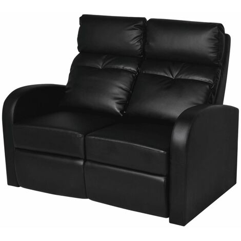 Fauteuil inclinable 2 places en similicuir noir vidaXL (1/5)