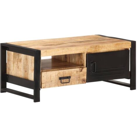 Table basse 100x50x40 cm Bois de manguier brut vidaXL (1/5)