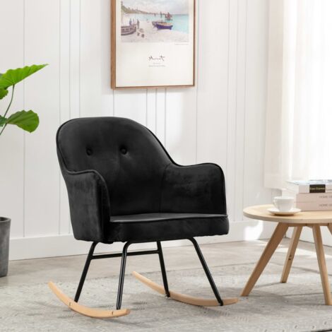 Chaise à bascule Style Moderne, Rocking Chair Fauteuil Relax, Noir Velours vidaXL