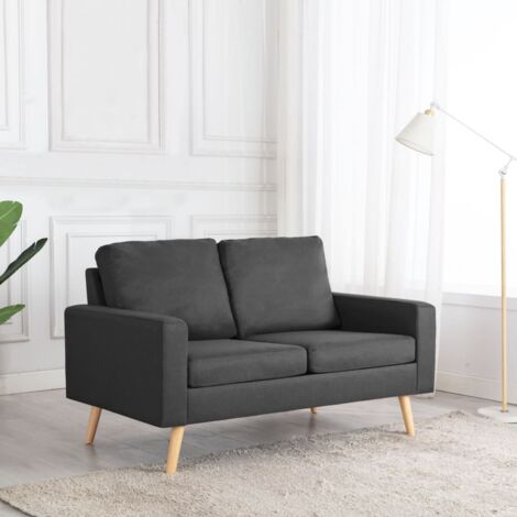 Vidaxl – Canapé droit 2 places gris foncé – Tissu respirant et durable – Cadre en bois robuste – Confort optimal avec coussins épais