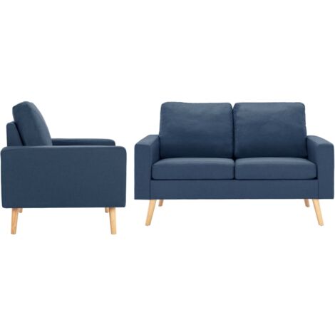 vidaXL Ensemble de canapé 2 pcs Tissu Bleu