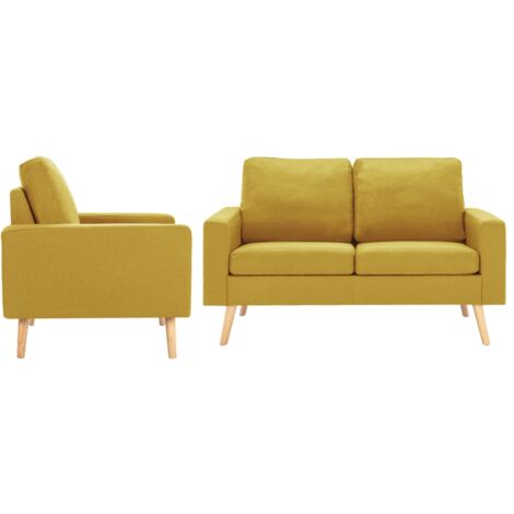 Ensemble de canapés 2 pcs Tissu Jaune vidaXL