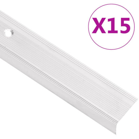 Nez de marche forme en L 15 pcs aluminium 100 cm argenté vidaXL