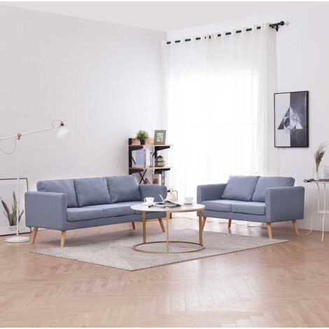 Vidaxl – Canapé droit 2 places et 3 places en tissu gris clair – Confort ultime avec coussins épais – Cadre en bois robuste – Housses amovibles et lavables