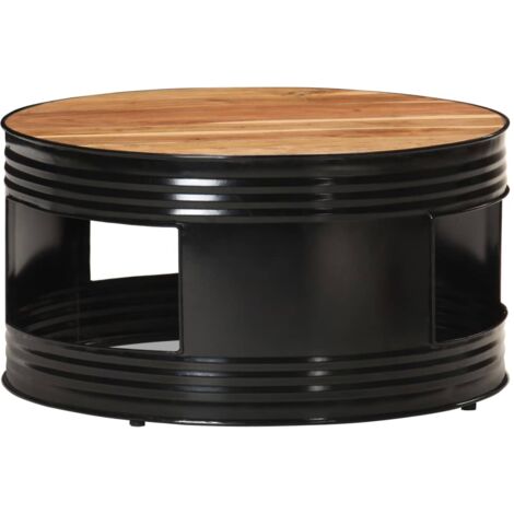 Table basse Noir 68x68x36 cm Bois d'acacia massif vidaXL