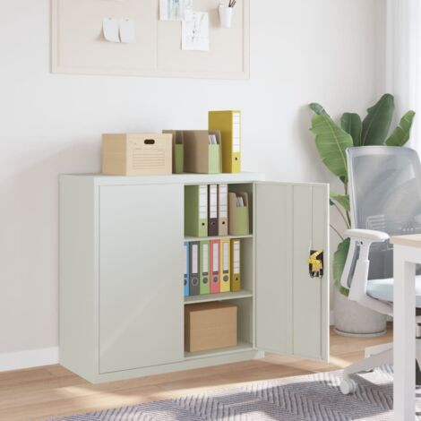 Armoire de bureau avec 2 portes Gris 90 cm Acier vidaXL