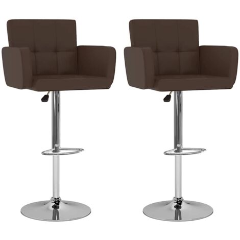 Tabourets de bar lot de 2 marron similicuir vidaXL (1/5)