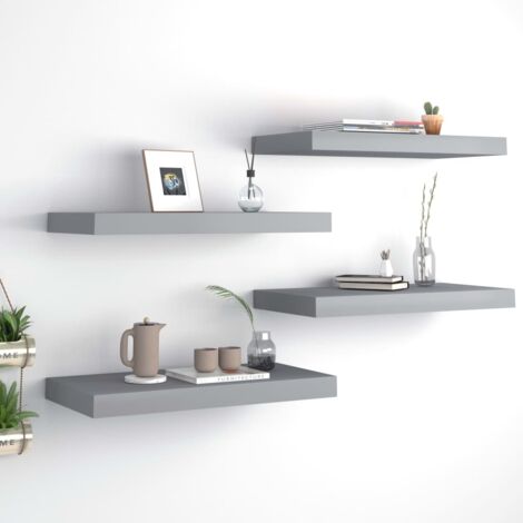 Étagères murales flottantes 4 pcs gris 50x23x3,8 cm MDF vidaXL