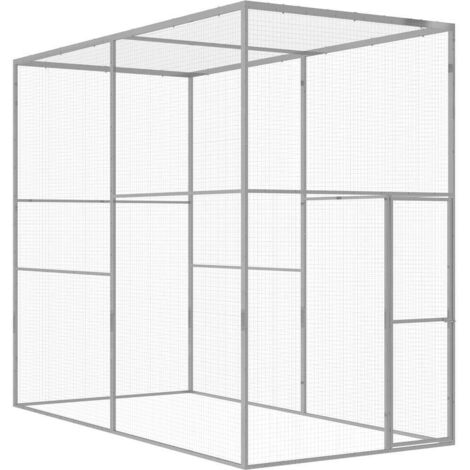Vidaxl – Cage pour chat 3x1,5x2,5 m – Acier galvanisé – Grille métallique pour circulation d'air – Porte verrouillable avec charnière