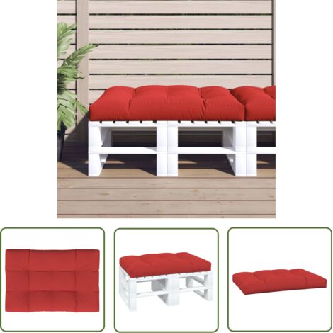 Coussin de palette rouge 120x80x12 cm tissu vidaXL (1/5)