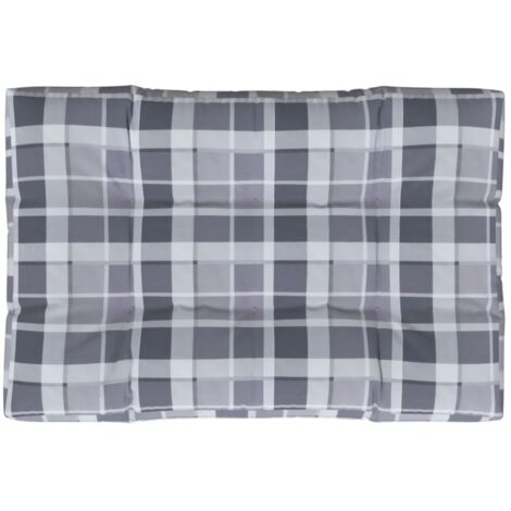Coussin de palette motif à carreaux gris 120x80x12 cm tissu vidaXL (1/10)