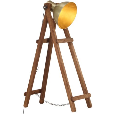 Lampadaire Laiton E27 Bois de manguier massif vidaXL (1/5)