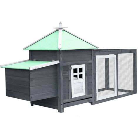 Vidaxl – Poulailler en bois de sapin massif avec nichoir – Dimensions 190x72x102 cm – Grillage en acier galvanisé pour ventilation optimale (1/5)