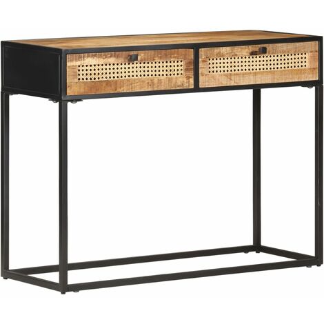 Table console 100x35x75 cm Bois de manguier et canne naturelle vidaXL (1/5)