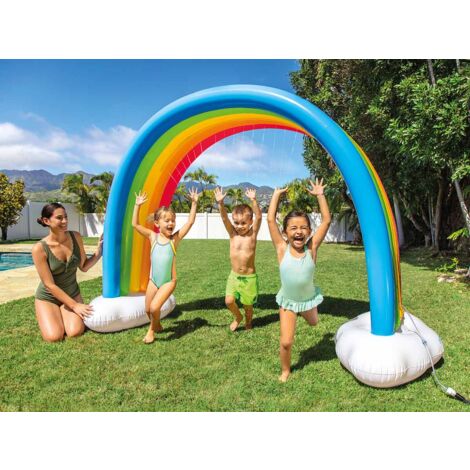 Intex – Arroseur géant arc-en-ciel gonflable en vinyle – Dimensions 300 x 109 x 180 cm – Base remplie d'eau pour stabilité – Pour enfants à partir de 3 ans