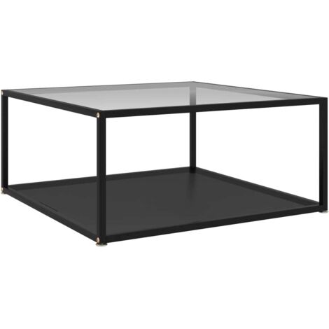 Table basse Transparent et noir 80x80x35 cm Verre trempé vidaXL (1/5)
