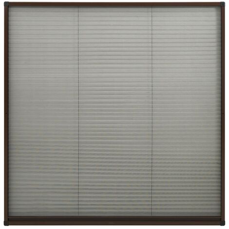 Moustiquaire plissée pour fenêtre Aluminium Marron 120x120 cm vidaXL