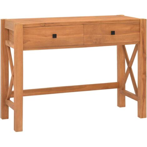 Bureau avec 2 tiroirs 100x40x75 cm Bois de teck vidaXL (1/5)