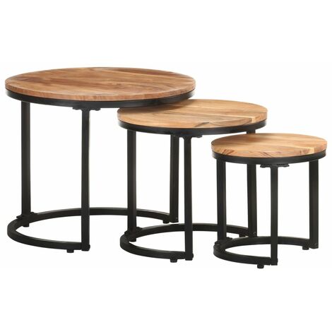 Tables d'appoint 3 pcs Bois d'acacia solide vidaXL (1/6)