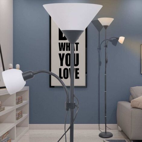 Vidaxl – Lampadaire liseuse noir 180cm – Uplighter et lampe de lecture – Matériau durable – Éclairage moderne pour salon et bureau