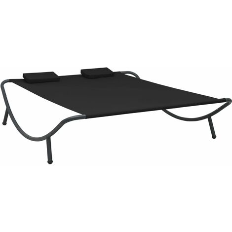 Lit de repos d'extérieur,Transat, Tissu Noir vidaXL