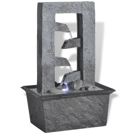 Vidaxl – Fontaine d'intérieur avec lumière LED – Poly-résine résistante aux UV – Atmosphère relaxante avec bruit d'eau – Pompe haute qualité incluse