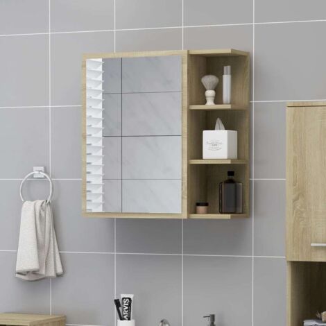 Vidaxl – Armoire murale de salle de bain chêne sonoma – 1 porte – 5 compartiments – Dimensions 62,5 x 20,5 x 64 cm – Bois d'ingénierie et acrylique