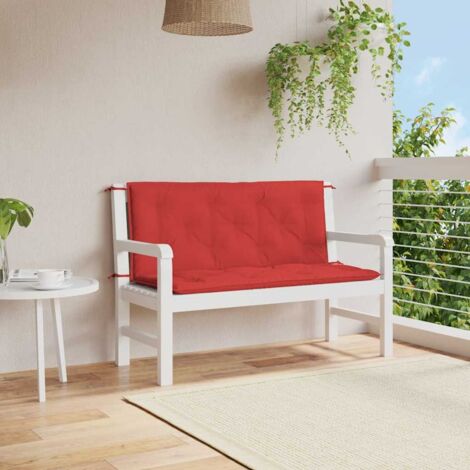 Coussin de banc de jardin rouge 120x(50+50)x7 cm tissu oxford vidaXL (1/5)