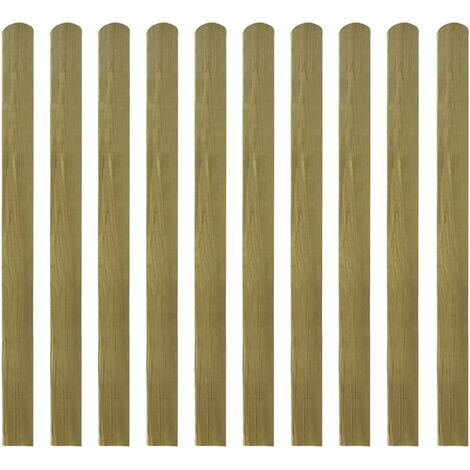 vidaXL Lattes imprégnées de clôture 10 pcs Bois 120 cm - Brun