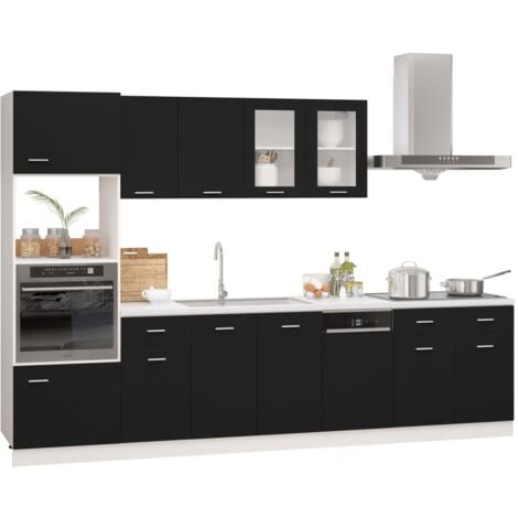 Ensemble de meubles de cuisine 7 pcs Noir Aggloméré vidaXL