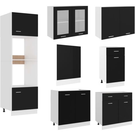 Ensemble de meubles de cuisine 7 pcs Noir Aggloméré vidaXL