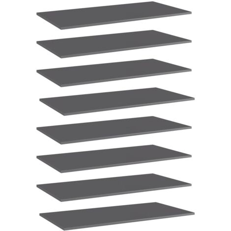 Panneaux bibliothèque 8 pcs Gris brillant 80x30x1,5cm Aggloméré vidaXL