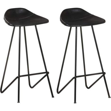 Tabourets de bar lot de 2 noir cuir véritable vidaXL (1/5)