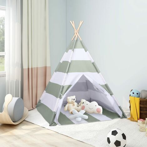 Tente pour enfants Rayé Gris et blanc 120 x 120 x 150 cm vidaXL (1/5)