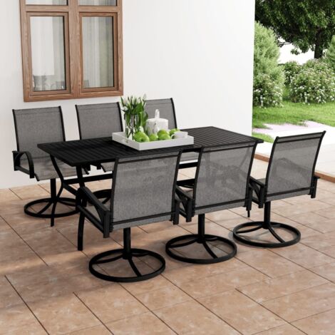 Ensemble à manger de jardin 7 pcs textilène et acier vidaXL (1/5)