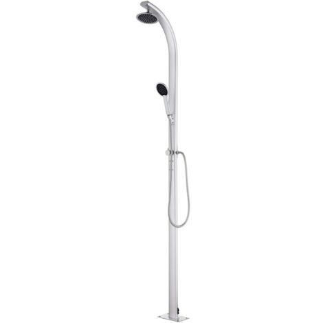 Vidaxl – Douche extérieure en aluminium 215 cm – Tête de douche 15 cm – Douchette flexible 1,5 m – Support serviette inclus